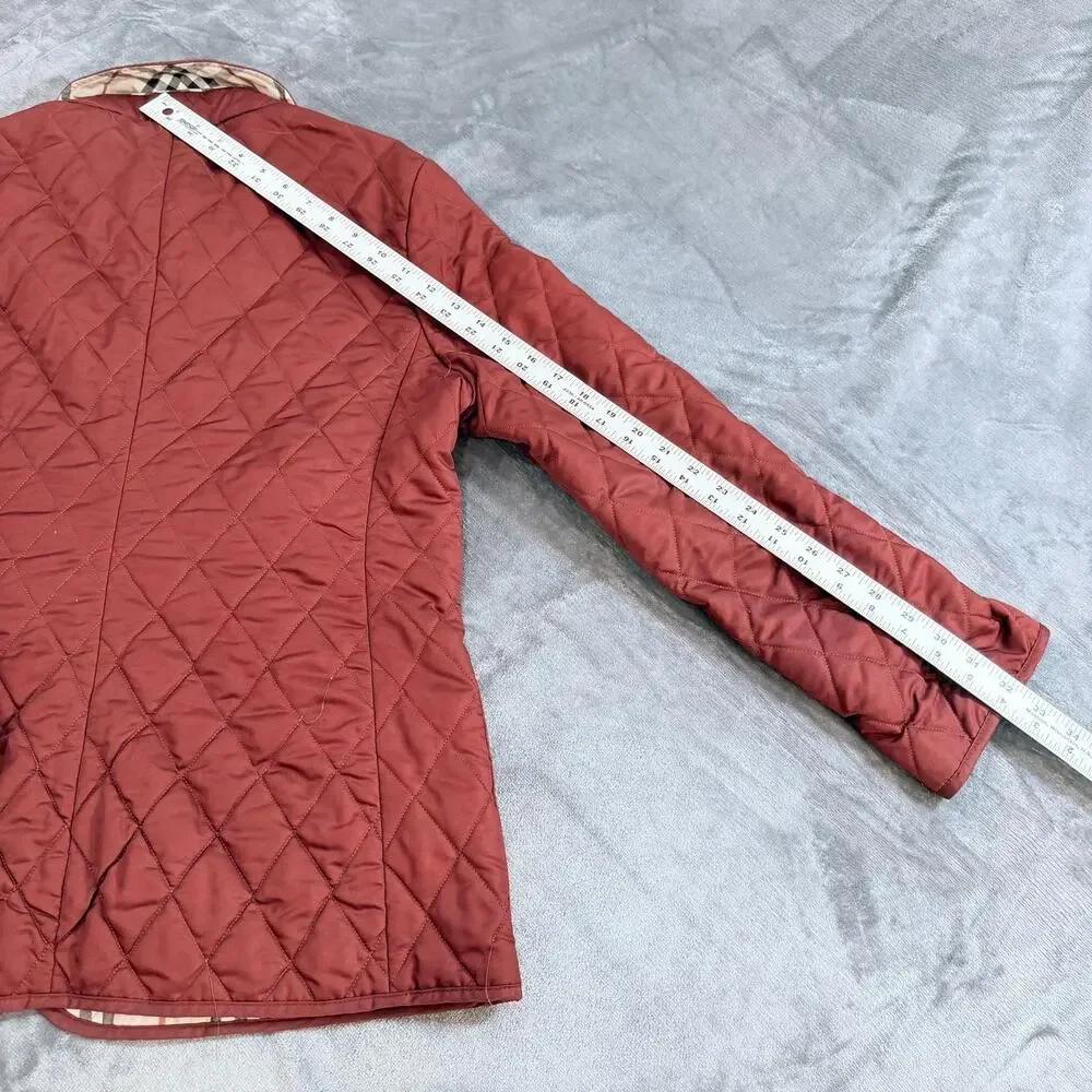 Burberry London quilted jacket diamond Nova check crimson made in England wmns M - Picture 11 of 16